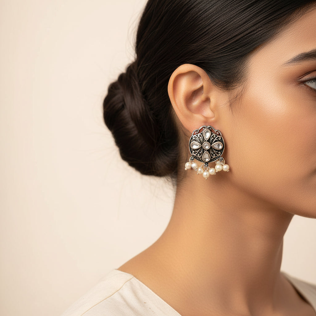 Gem Globe stud earrings (White)