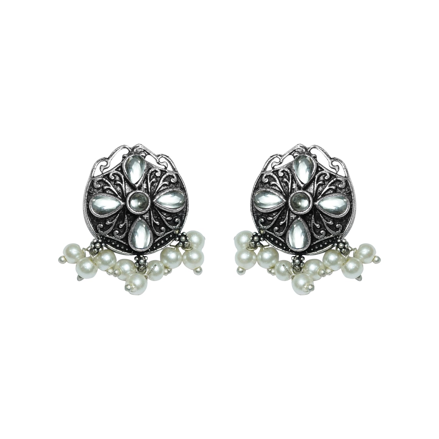 Gem Globe stud earrings (White)
