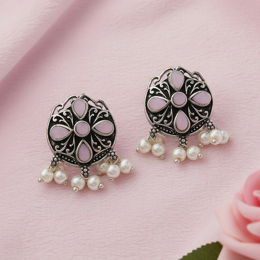 Gem Globe stud earrings (Baby Pink)