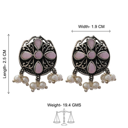 Gem Globe stud earrings (Baby Pink)