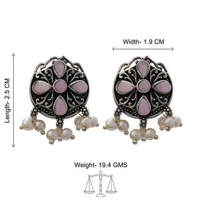 Peacock glow stone studded dangler earrings & Gem Globe stud earrings Combo set