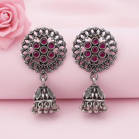 Meena Manjari Jhumki earrings (Red)