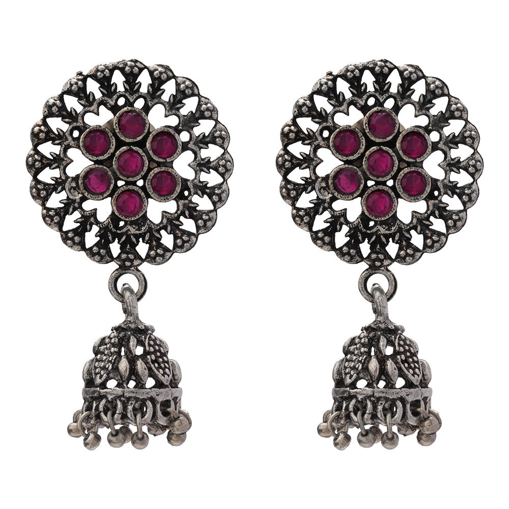 Meena Manjari Jhumki earrings (Red)