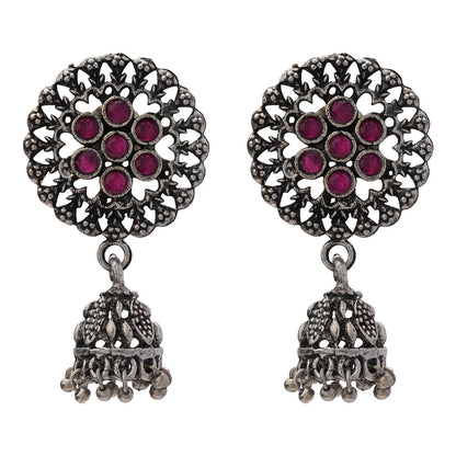 Meena Manjari Jhumki earrings (Red)
