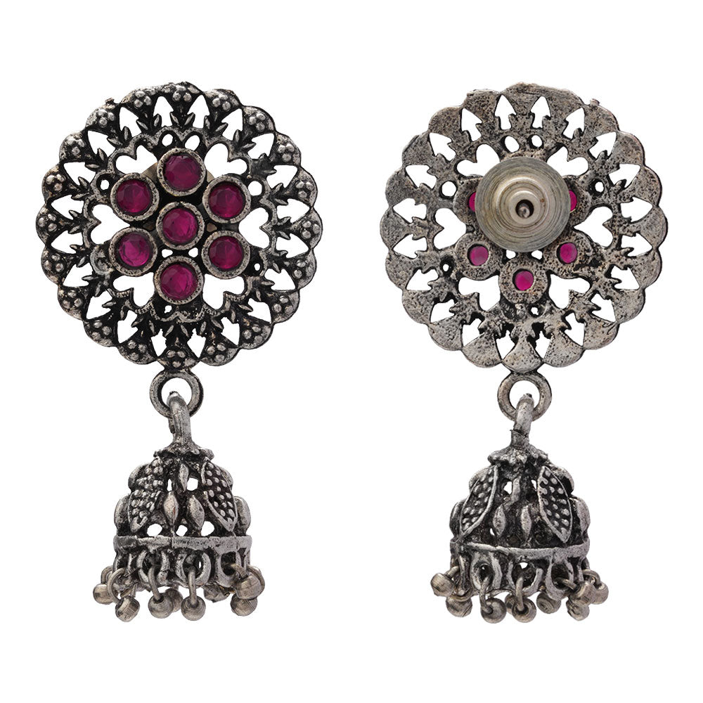 Meena Manjari Jhumki earrings (Red)