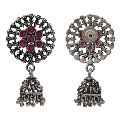Meena Manjari Jhumki earrings (Red)