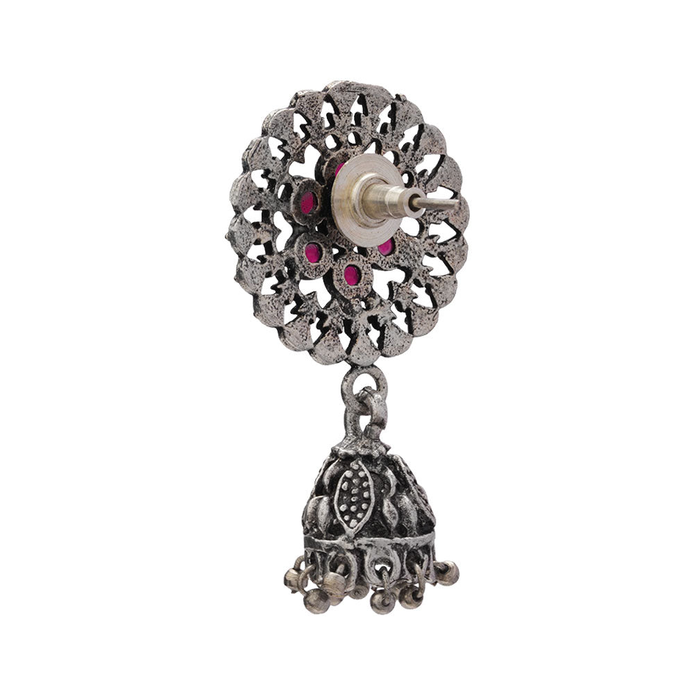 Meena Manjari Jhumki earrings (Red)