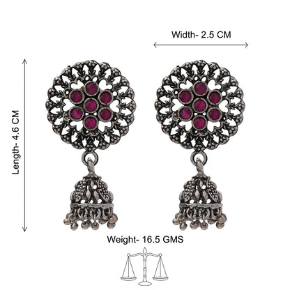 Meena Manjari Jhumki earrings (Red)