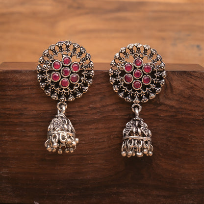 Meena Manjari Jhumki earrings (Red)
