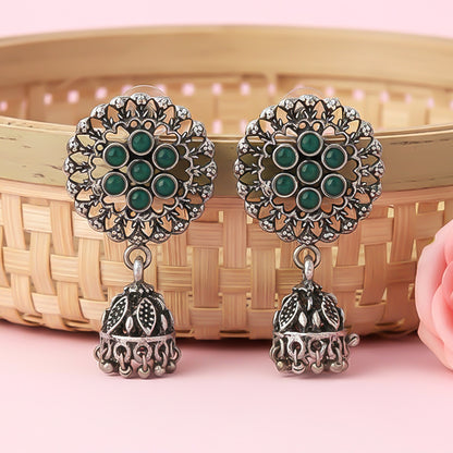 Meena Manjari Jhumki earrings (Green)