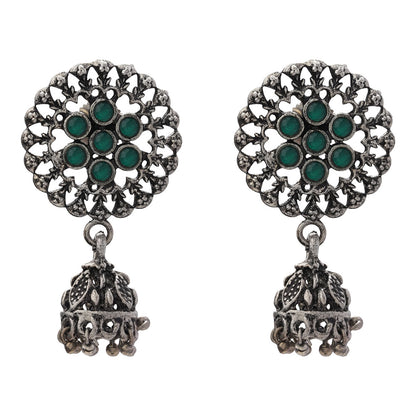 Meena Manjari Jhumki earrings (Green)