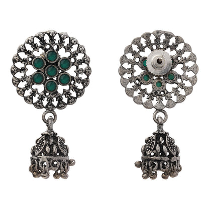Meena Manjari Jhumki earrings (Green)