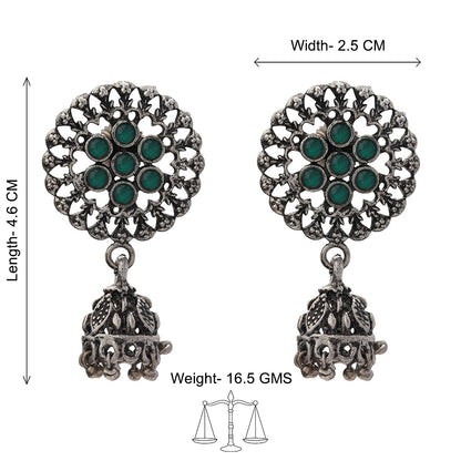 Meena Manjari Jhumki earrings (Green)