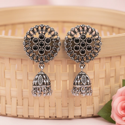 Meena Manjari Jhumki earrings (Black)