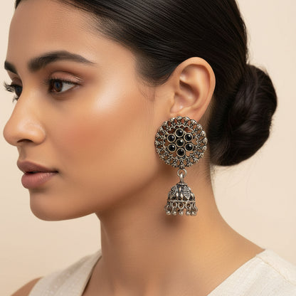 Meena Manjari Jhumki earrings (Black)