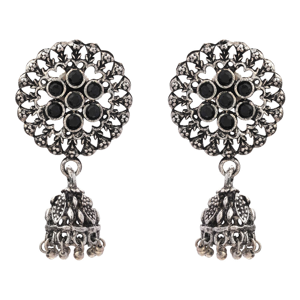 Meena Manjari Jhumki earrings (Black)