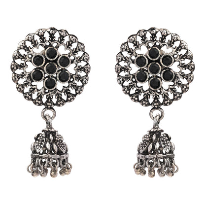 Meena Manjari Jhumki earrings (Black)