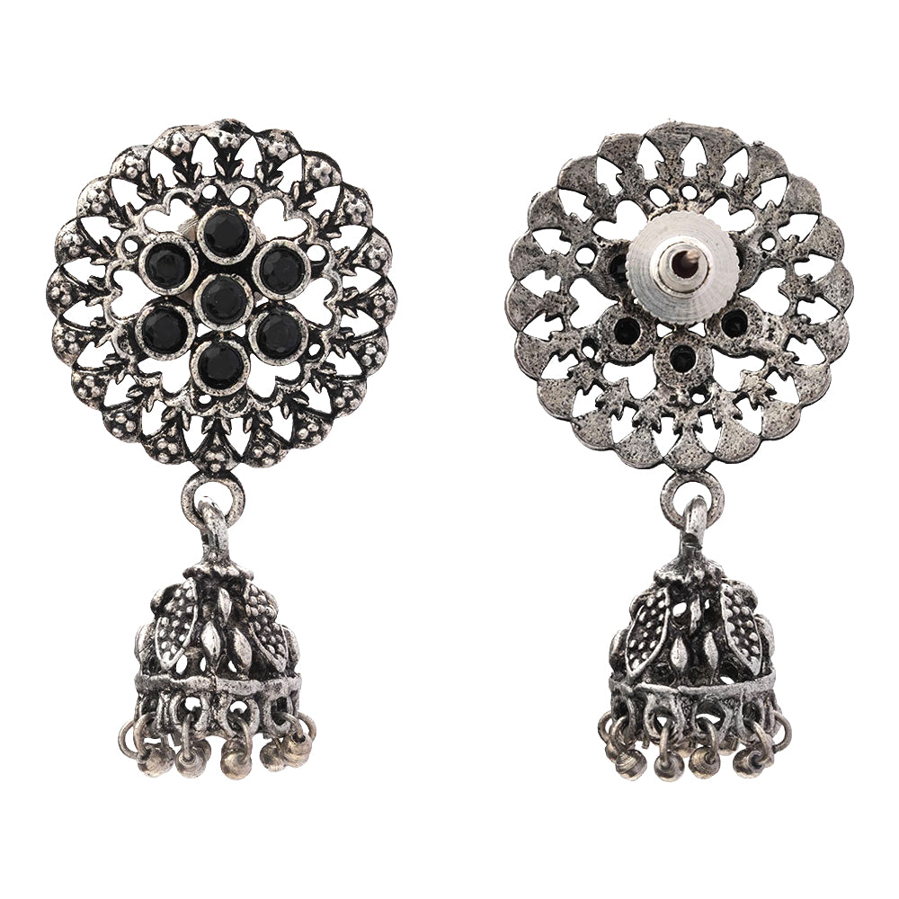 Meena Manjari Jhumki earrings (Black)