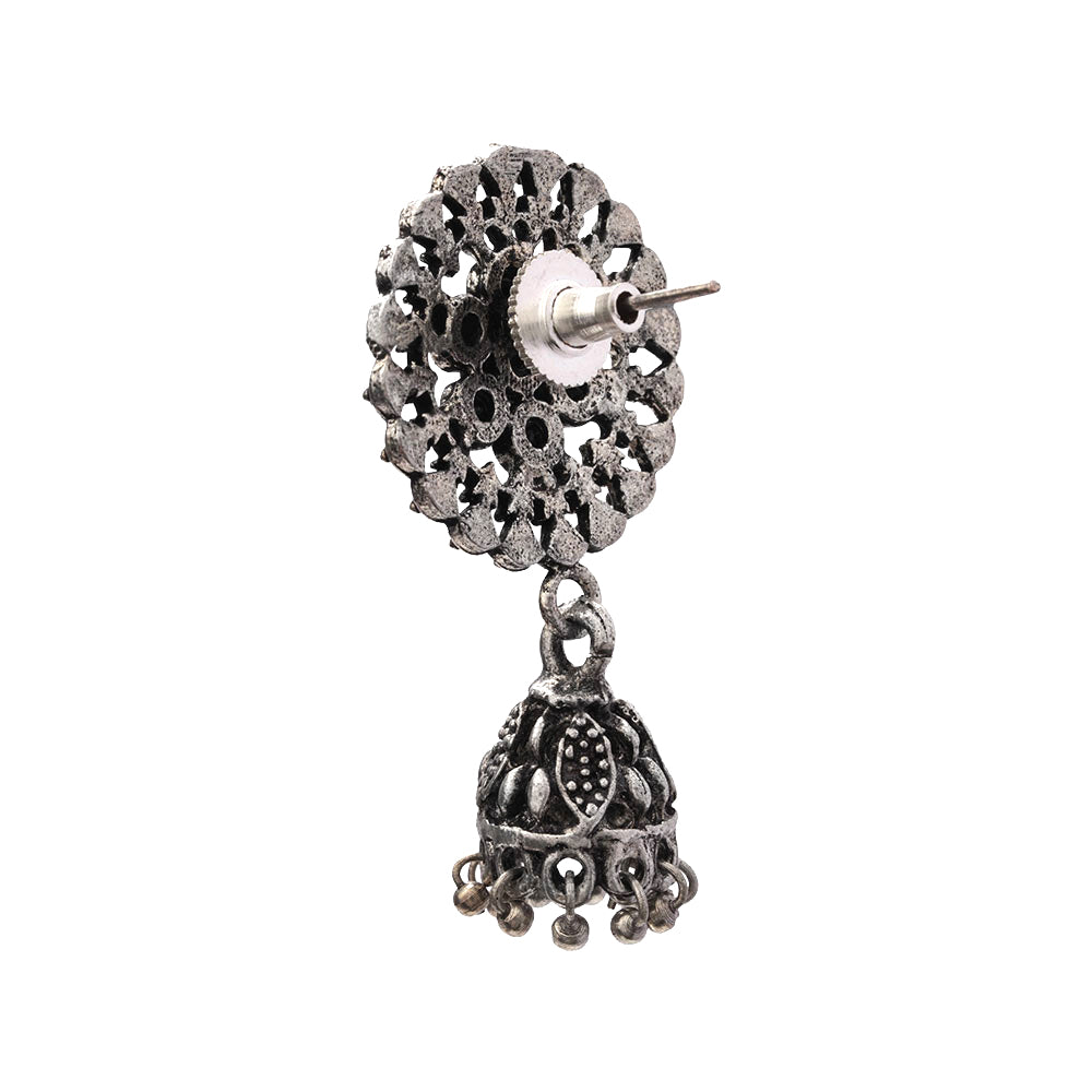 Meena Manjari Jhumki earrings (Black)