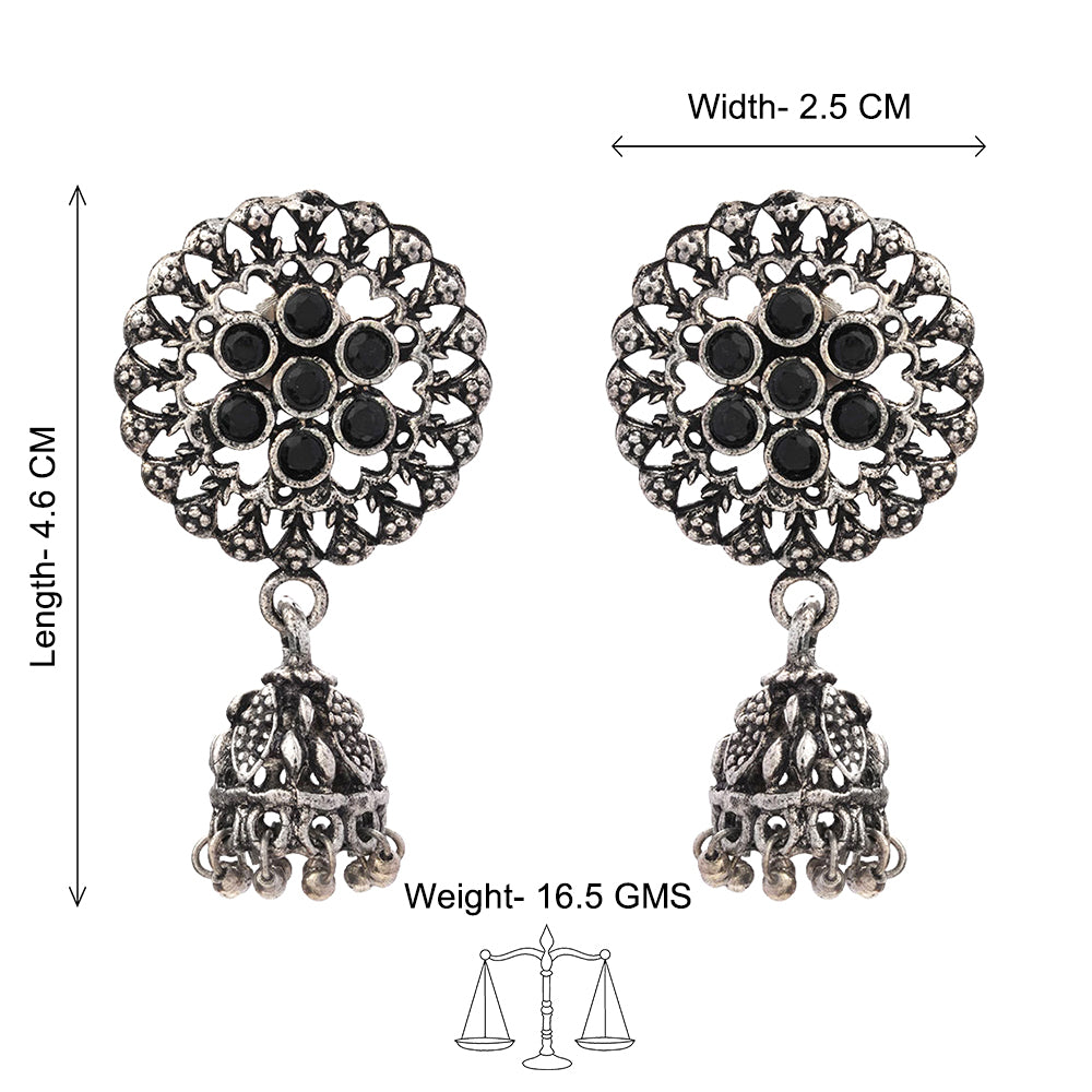 Meena Manjari Jhumki earrings (Black)