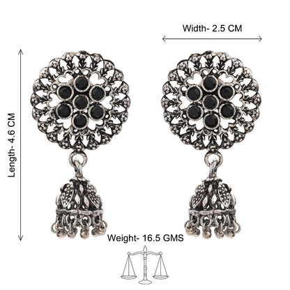 Meena Manjari Jhumki earrings (Black)