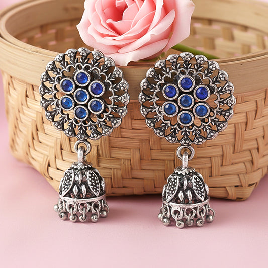 Meena Manjari Jhumki earrings (Blue)