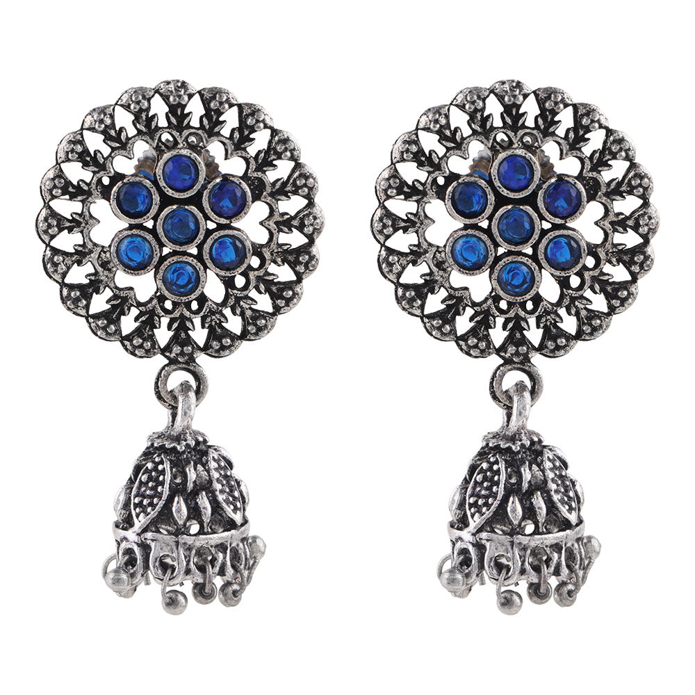 Meena Manjari Jhumki earrings (Blue)