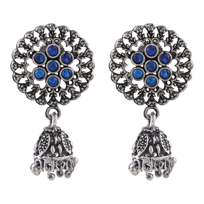 Meena Manjari Jhumki earrings (Blue)