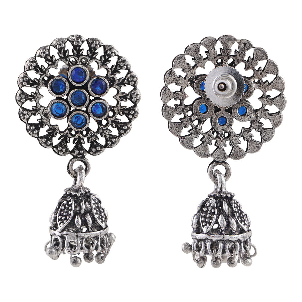 Meena Manjari Jhumki earrings (Blue)