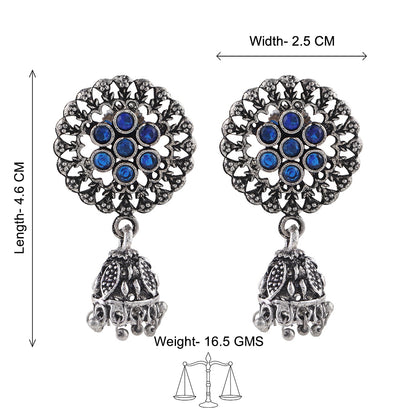 Meena Manjari Jhumki earrings (Blue)