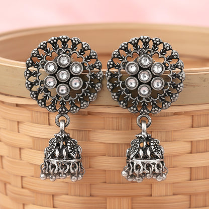 Meena Manjari Jhumki earrings (White)
