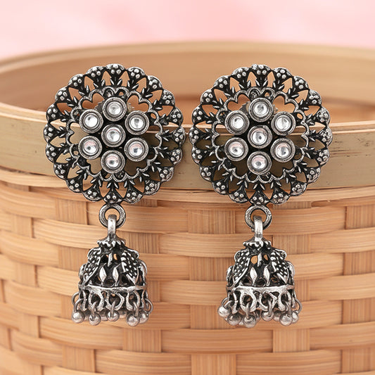 Meena Manjari Jhumki earrings (White)