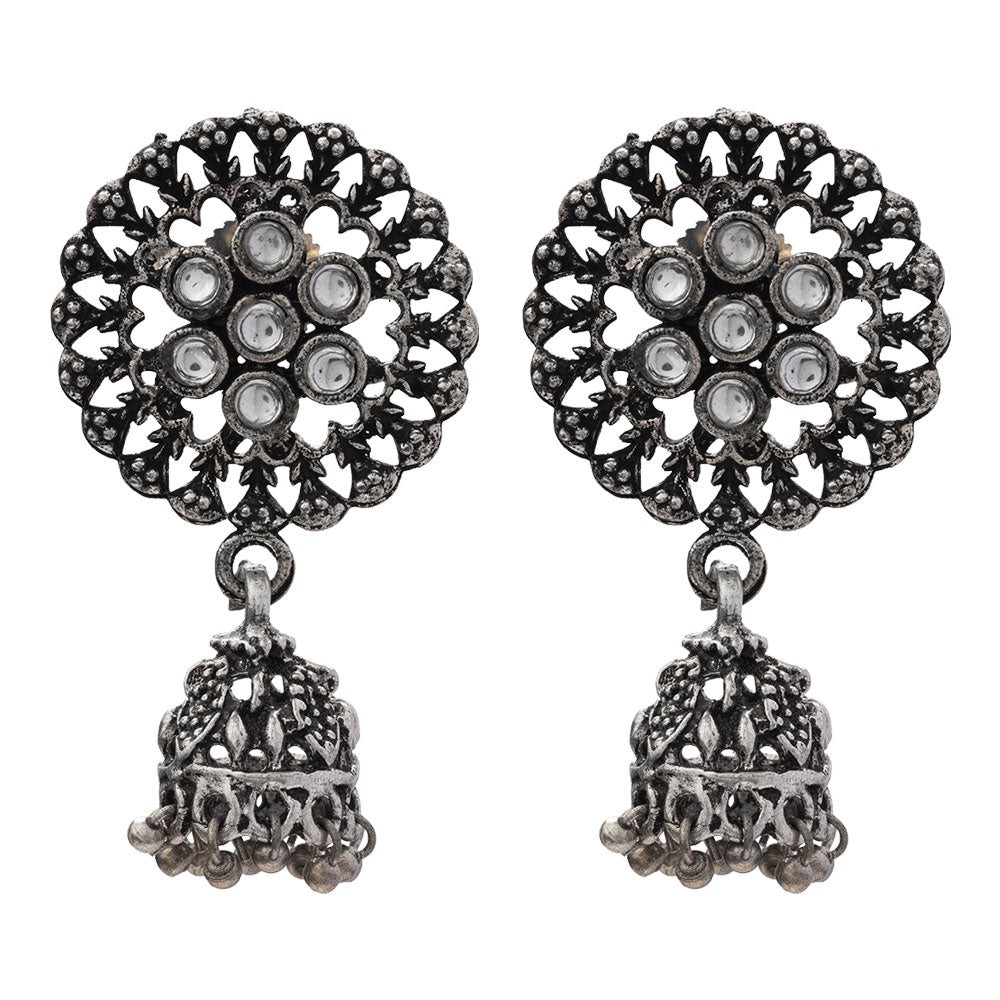 Meena Manjari Jhumki earrings (White)