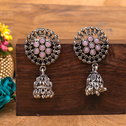 Meena Manjari Jhumki earrings (Baby Pink)