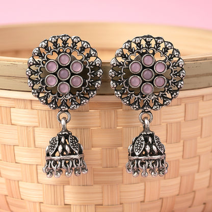 Meena Manjari Jhumki earrings (Baby Pink)