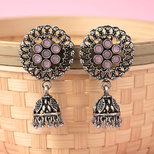 Meena Manjari Jhumki earrings (Baby Pink)
