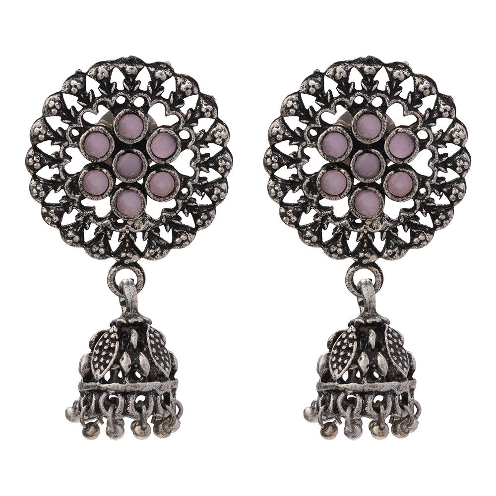 Meena Manjari Jhumki earrings (Baby Pink)