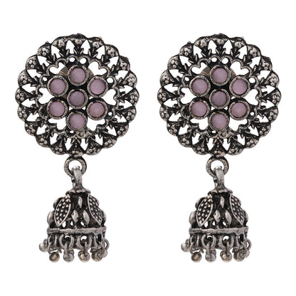 Meena Manjari Jhumki earrings (Baby Pink)