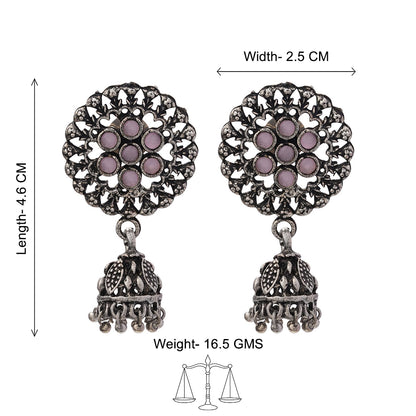 Meena Manjari Jhumki earrings (Baby Pink)