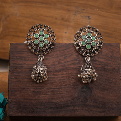 Meena Manjari Jhumki earrings (Pista)