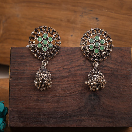 Meena Manjari Jhumki earrings (Pista)