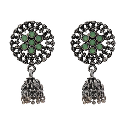 Meena Manjari Jhumki earrings (Pista)