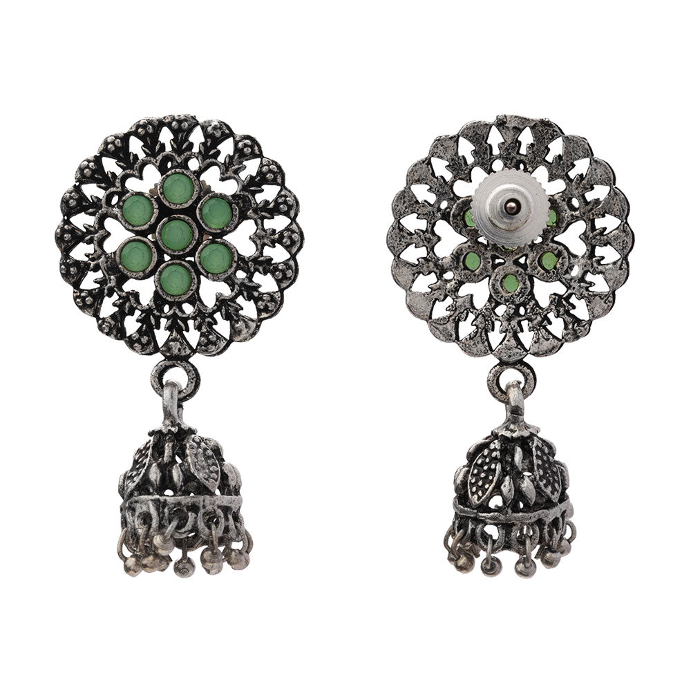 Meena Manjari Jhumki earrings (Pista)