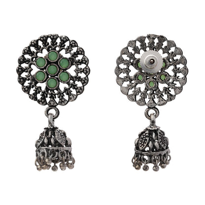 Meena Manjari Jhumki earrings (Pista)