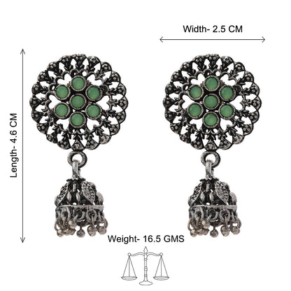 Meena Manjari Jhumki earrings (Pista)
