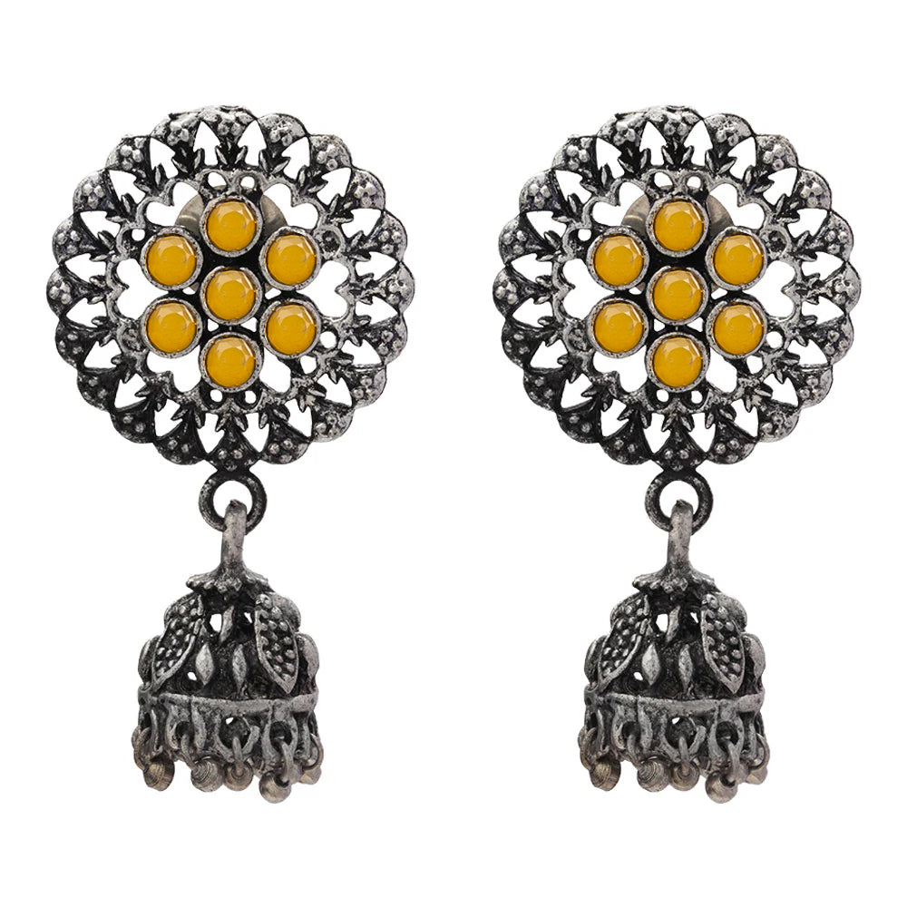 Meena Manjari Jhumki earrings (Yellow)