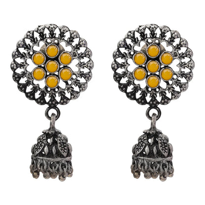 Meena Manjari Jhumki earrings (Yellow)