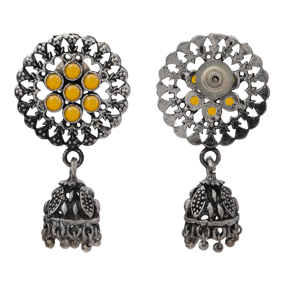 Meena Manjari Jhumki earrings (Yellow)