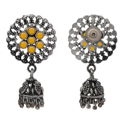 Meena Manjari Jhumki earrings (Yellow)