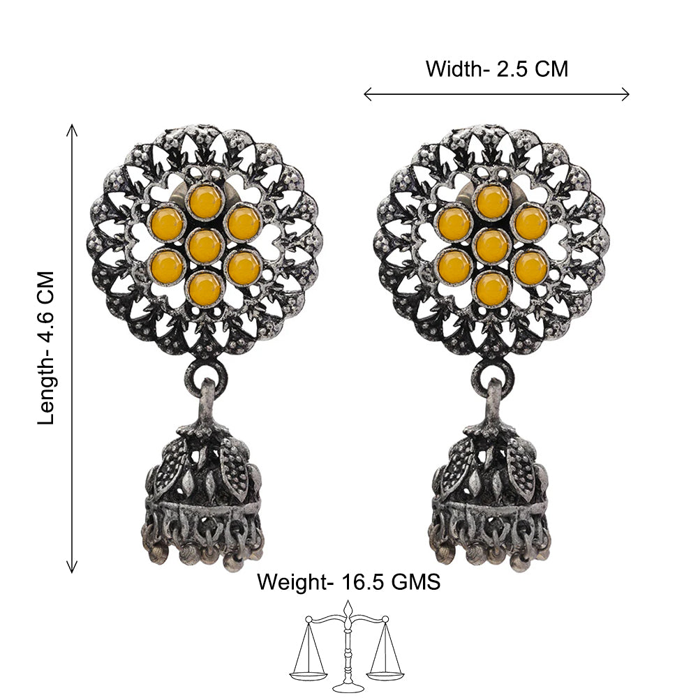 Meena Manjari Jhumki earrings (Yellow)
